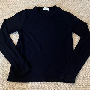 Denim Forum 100% Cotton Aritzia Black Crew-Neck Long Sleeve Tee XXS